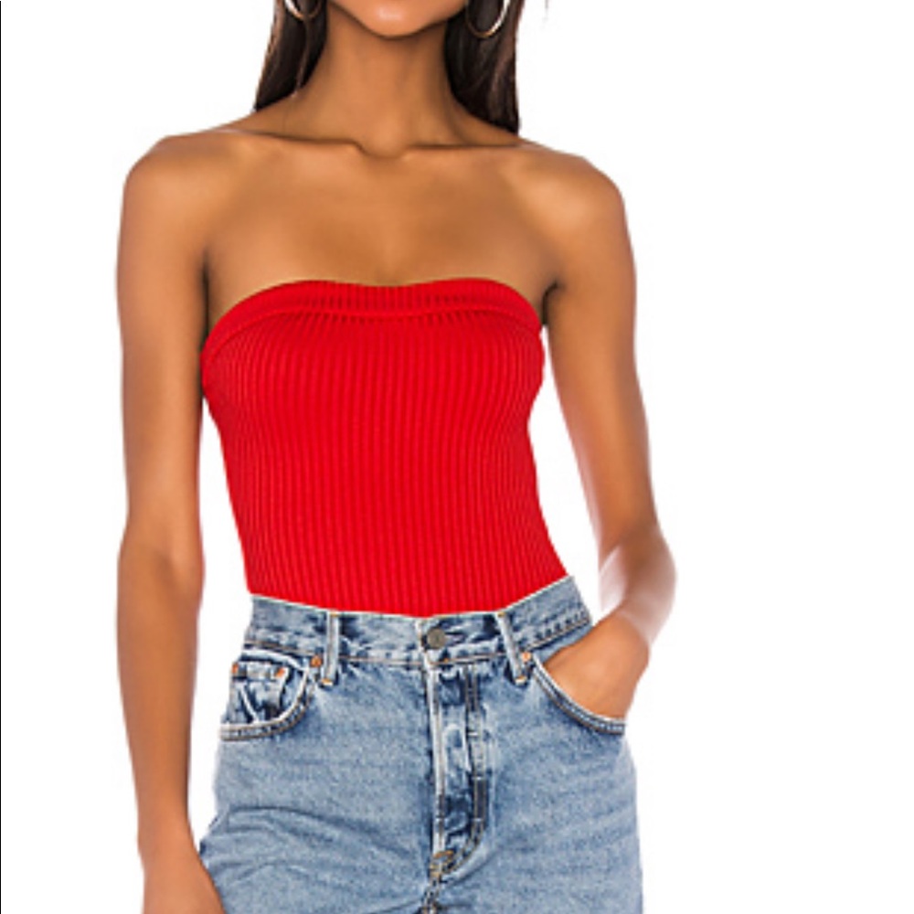 REVOLVE Red Ribbed Bodysuit